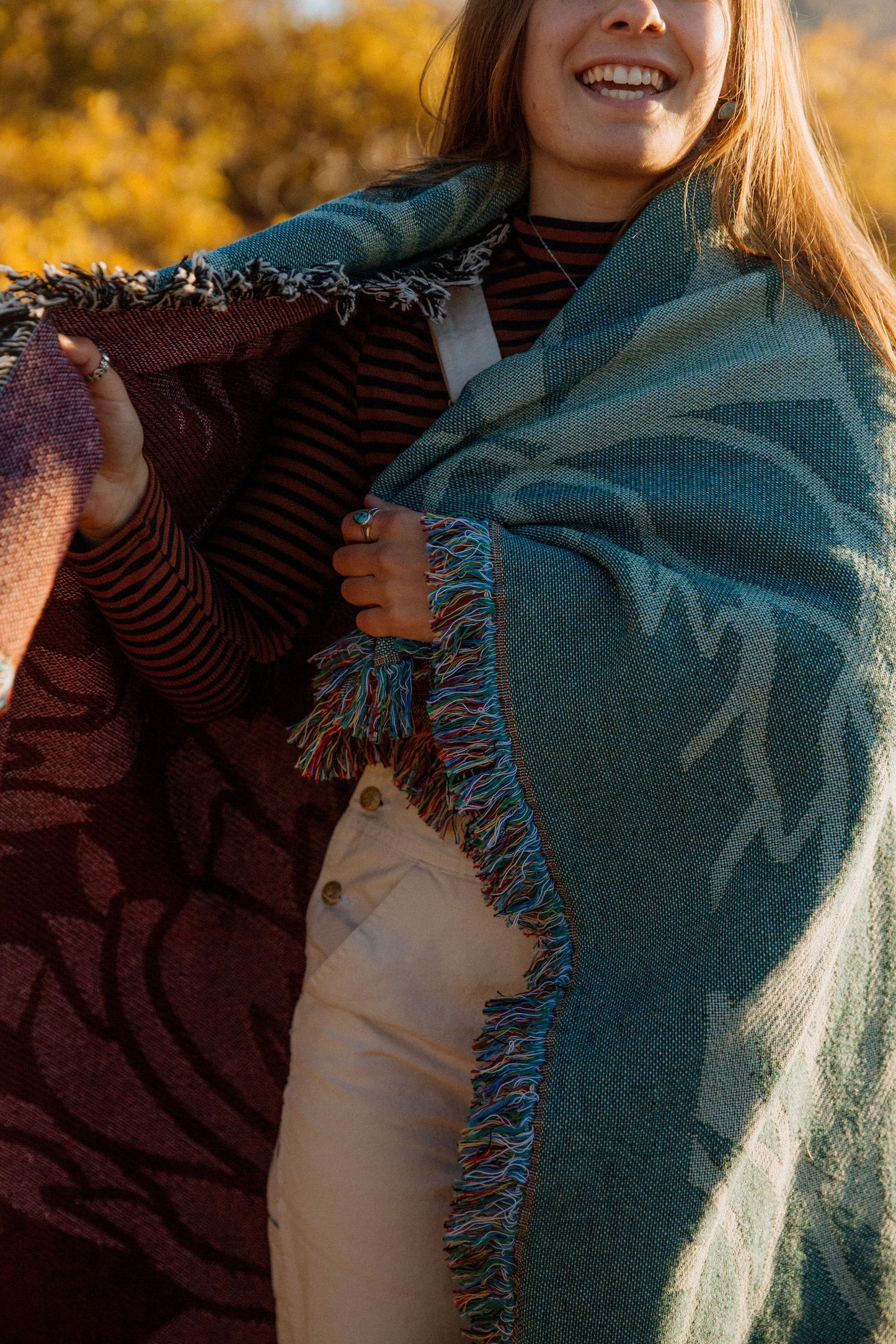 Blue Paintbrush Woven Blanket
