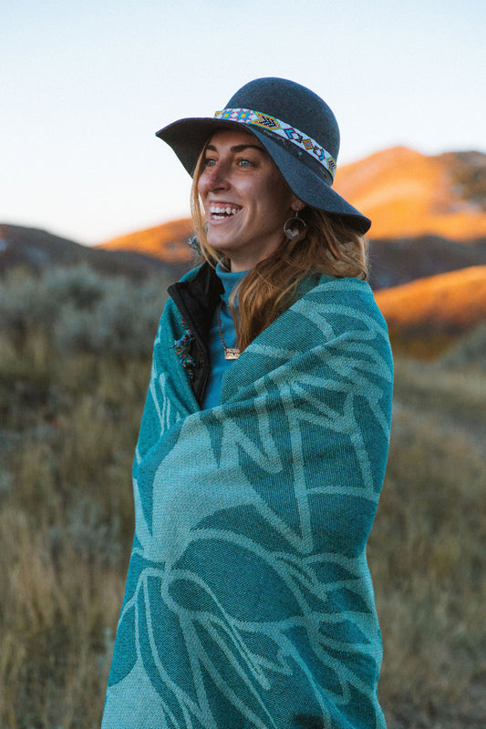 Blue Paintbrush Woven Blanket